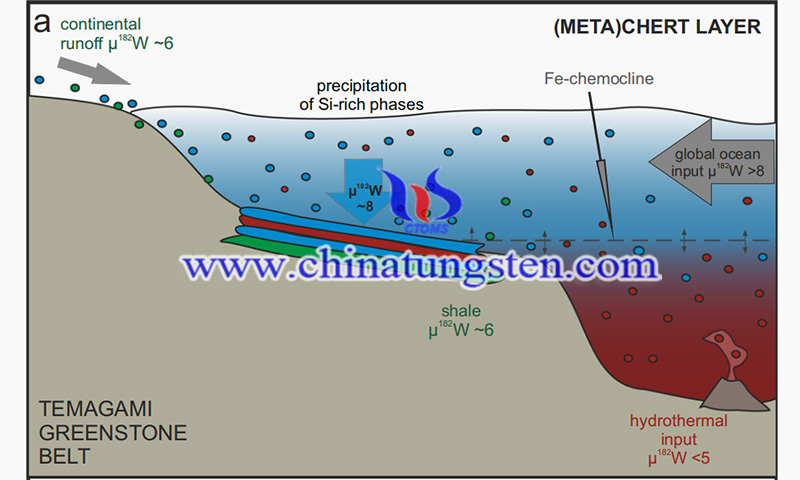 Cartoon illustrating the deposition of Si-rich chert image