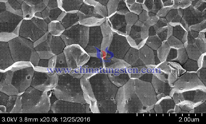 Microstructure of an ultra-fine grain tungsten based gas spark switch electrode invented by Beijing University of Science and Technology