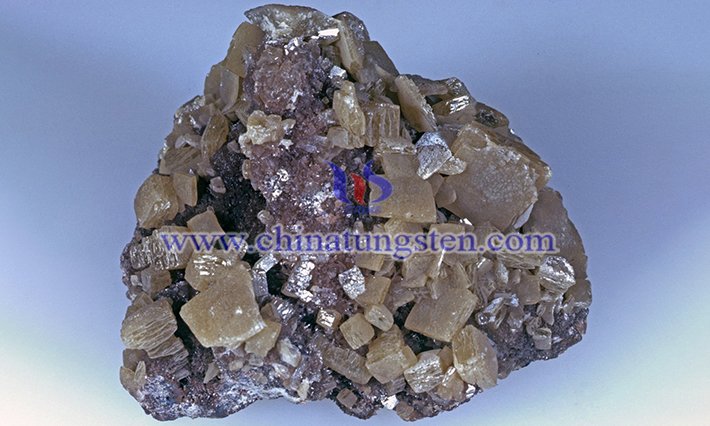 Wolframite (Mn,Fe)WO4 ore found in nature